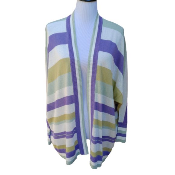 Skylar Rose Multicolor Purple Striped Cardigan Sweater NEW - Picture 2 of 8